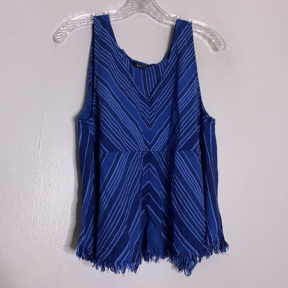 Indigo Rein Blue Split Back Linen tank top
